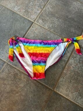 Tie-Dye Rainbow Side-Tie Bikini Bottoms